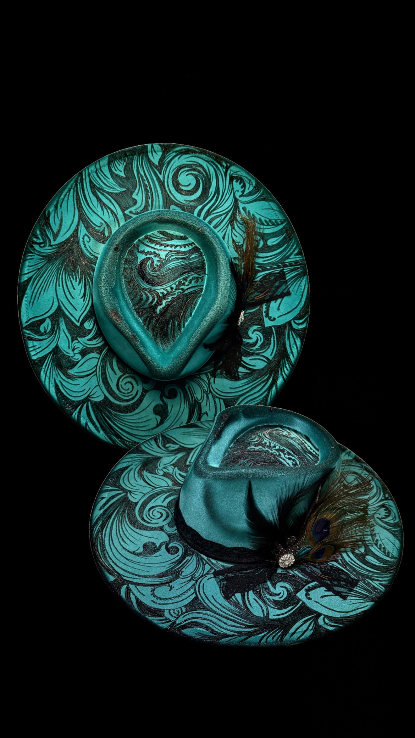 Hand Burned Felt Custom Tooled Cowgirl Hat