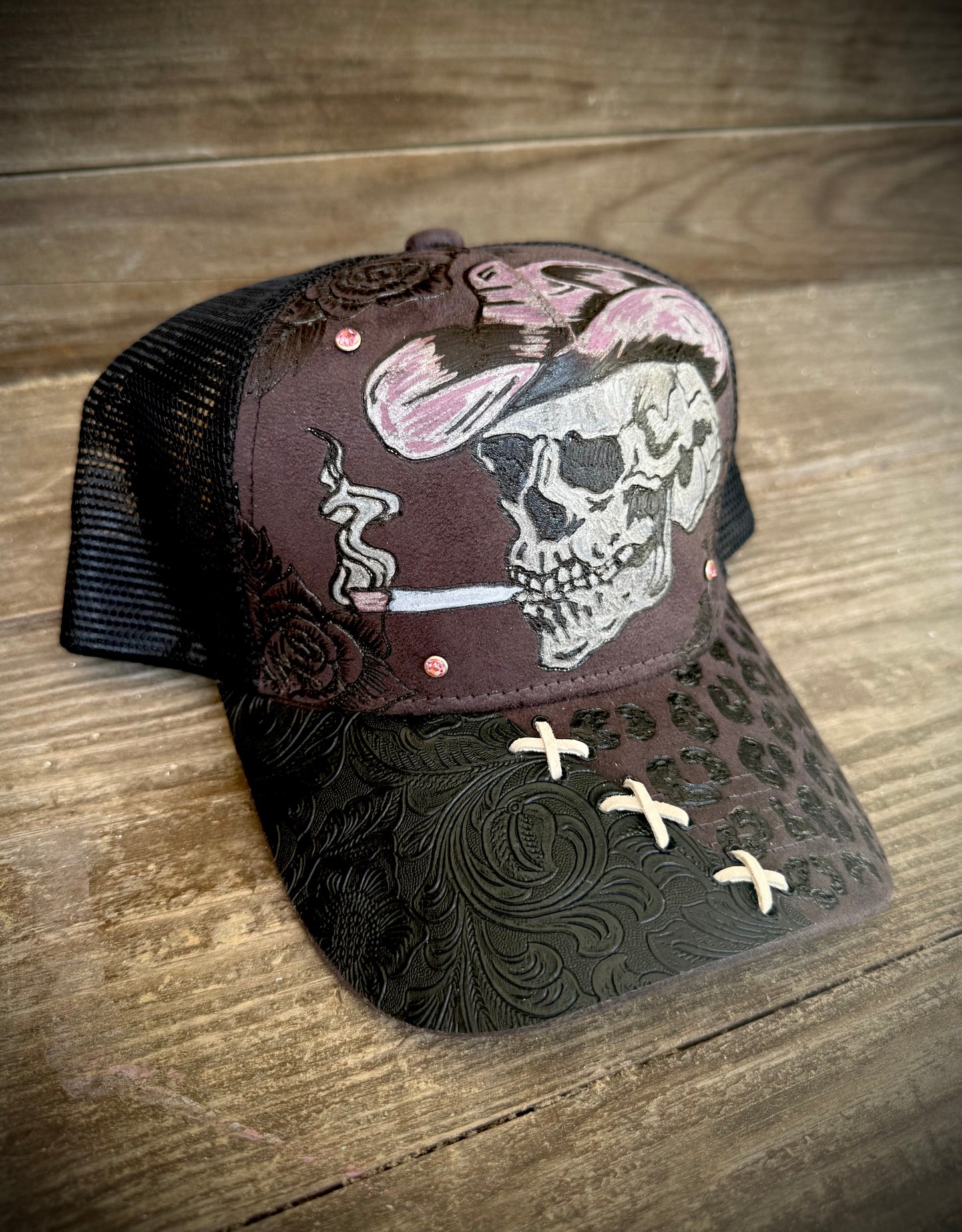 Cowboy Skull Burned Hat
