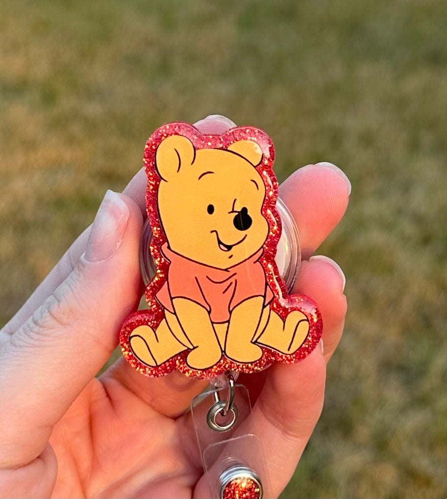 Pooh Bear Glitter Retractable Badge Reel – Chandler's Customs