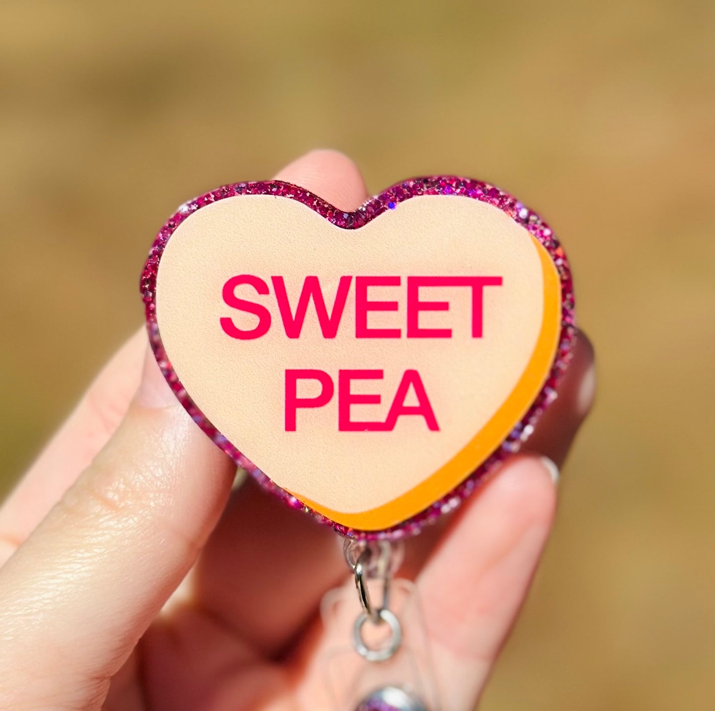 Sweet Pea Glitter Retractable Badge Reel
