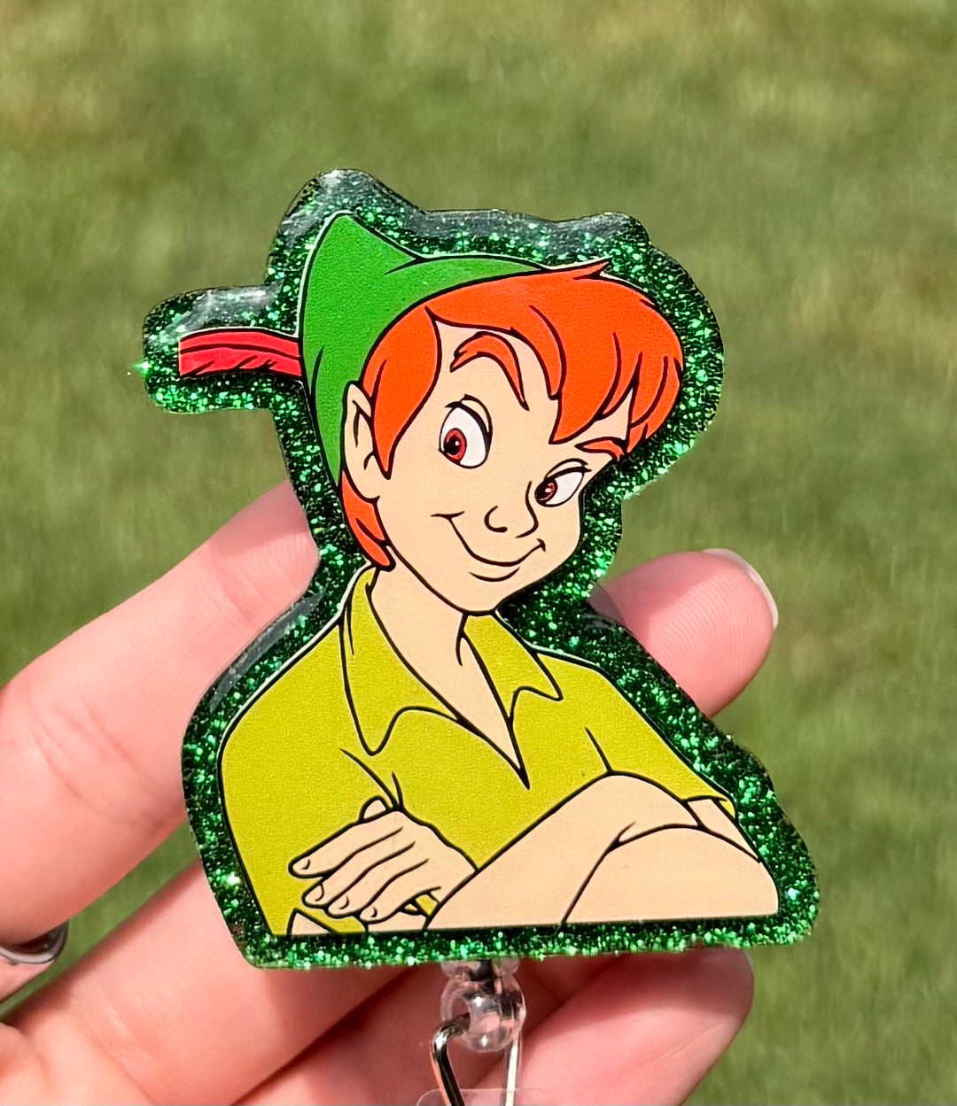 Peter Pan Glitter Retractable Badge Reel