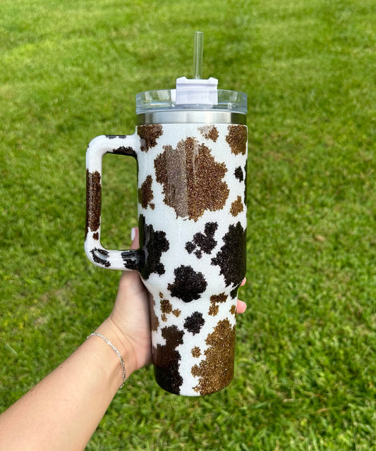 Glitter Cowprint Tumbler (40 oz) *PRE-ORDER*