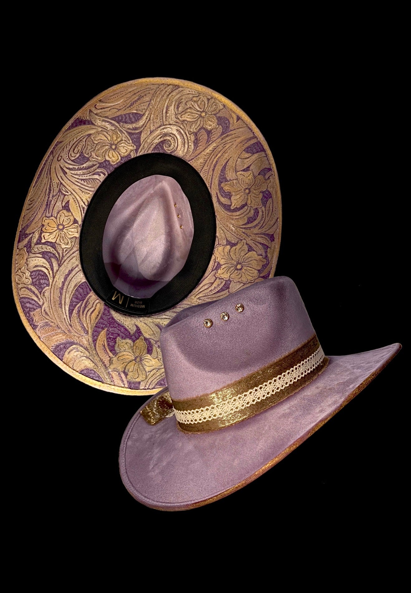 Lavender Tooled MEDIUM Cowgirl Hat