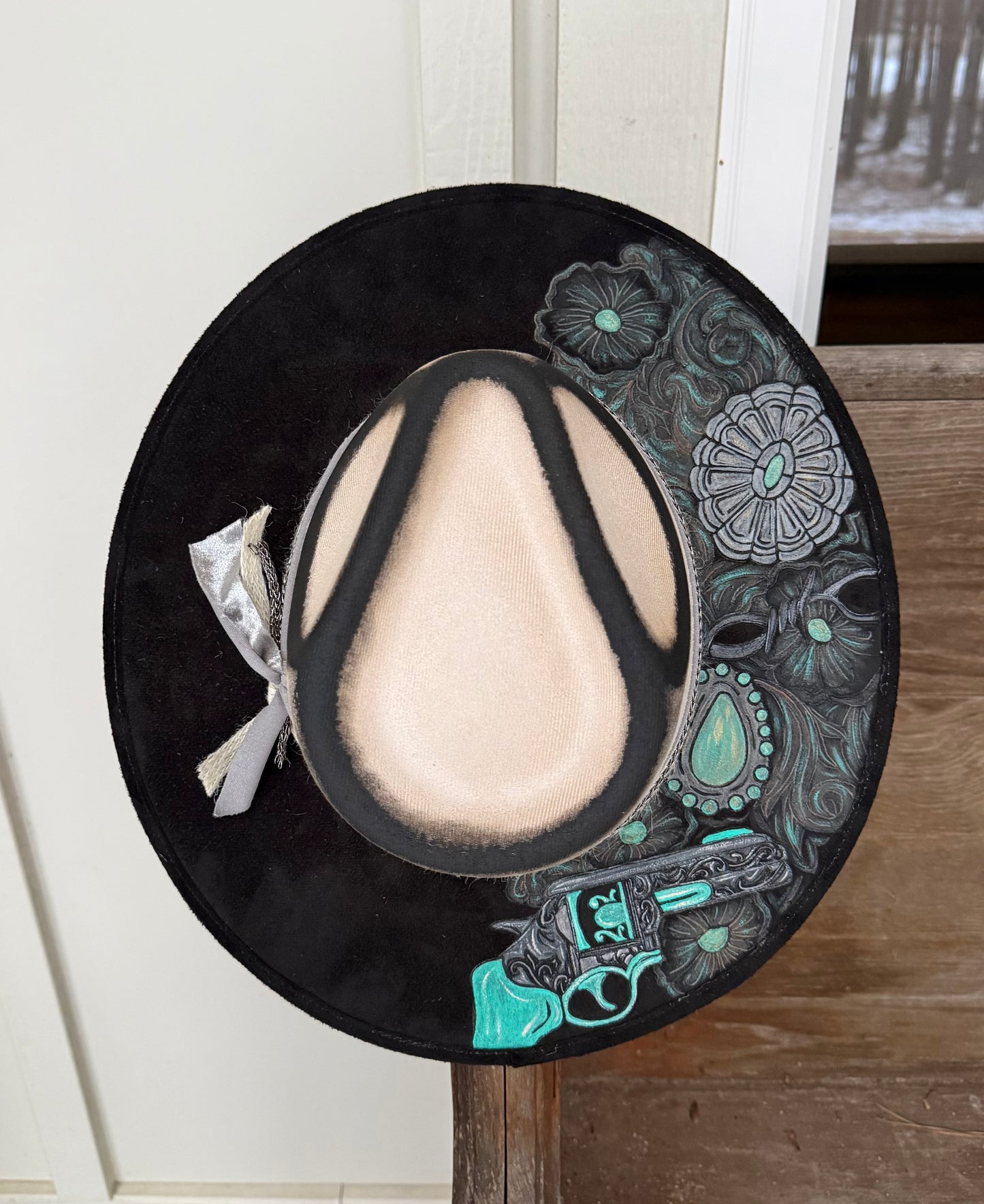 Hand Painted Size MEDIUM Tooled Hat