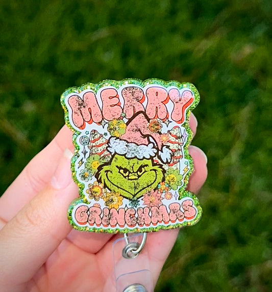 Grinch's Glitter Retractable Badge Reel