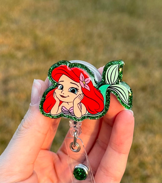 Ariel Glitter Retractable Badge Reel