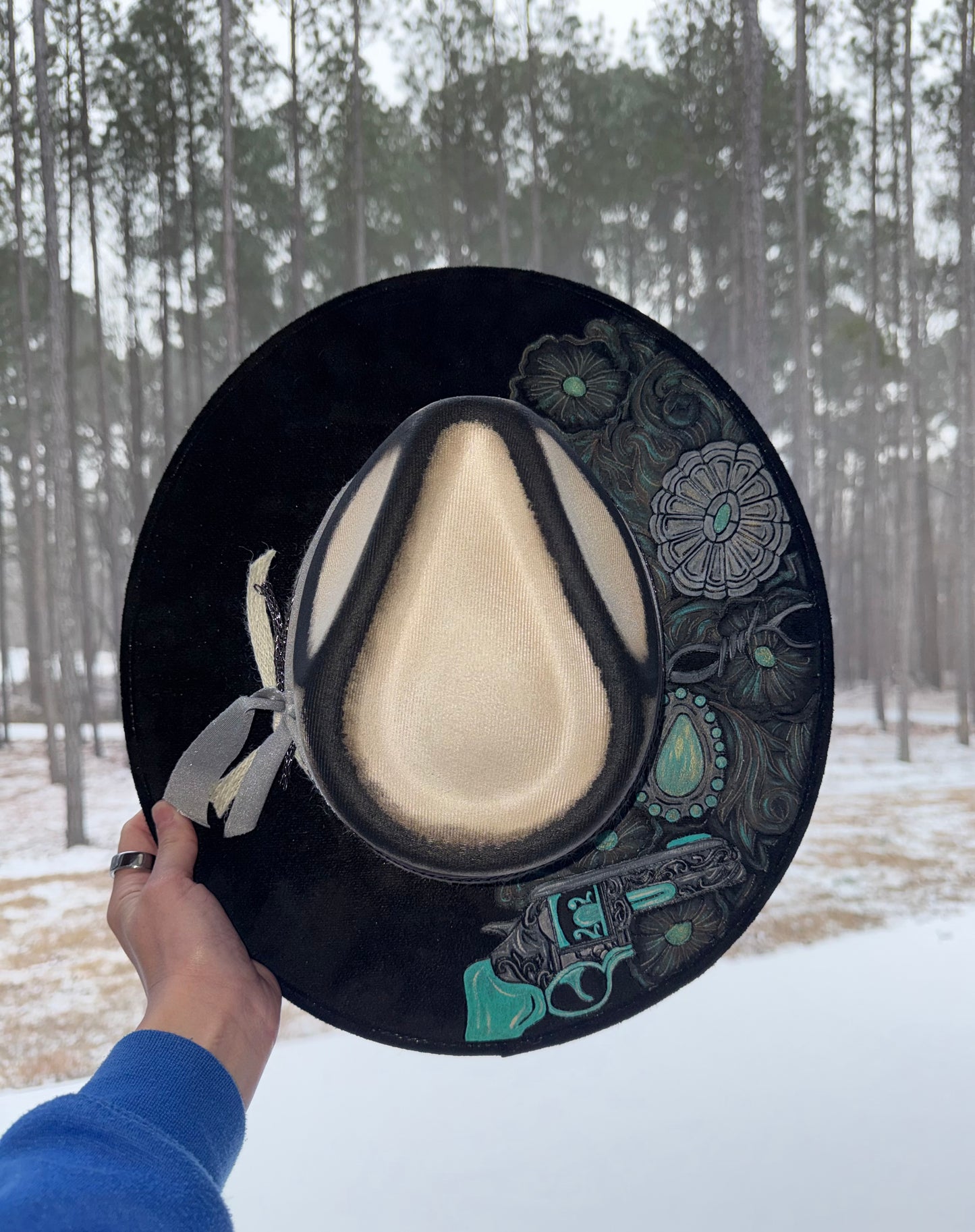 Hand Painted Size MEDIUM Tooled Hat
