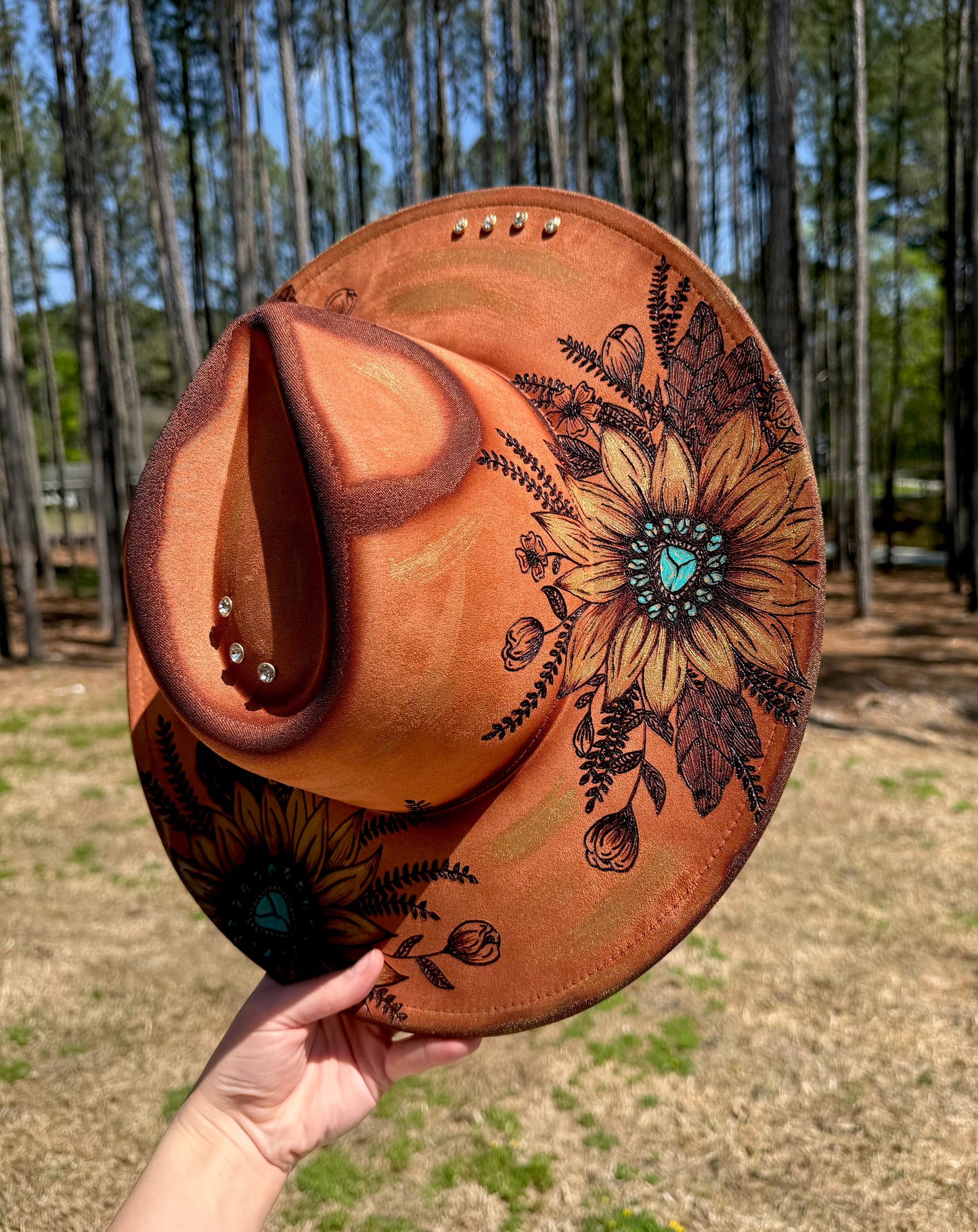 Metallic Gold Sunflower Adjustable Hat