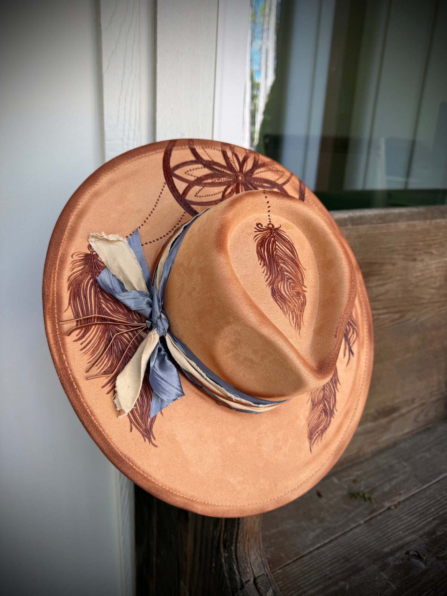 Hand Burned Suede Custom Dreamcatcher Cowgirl Hat