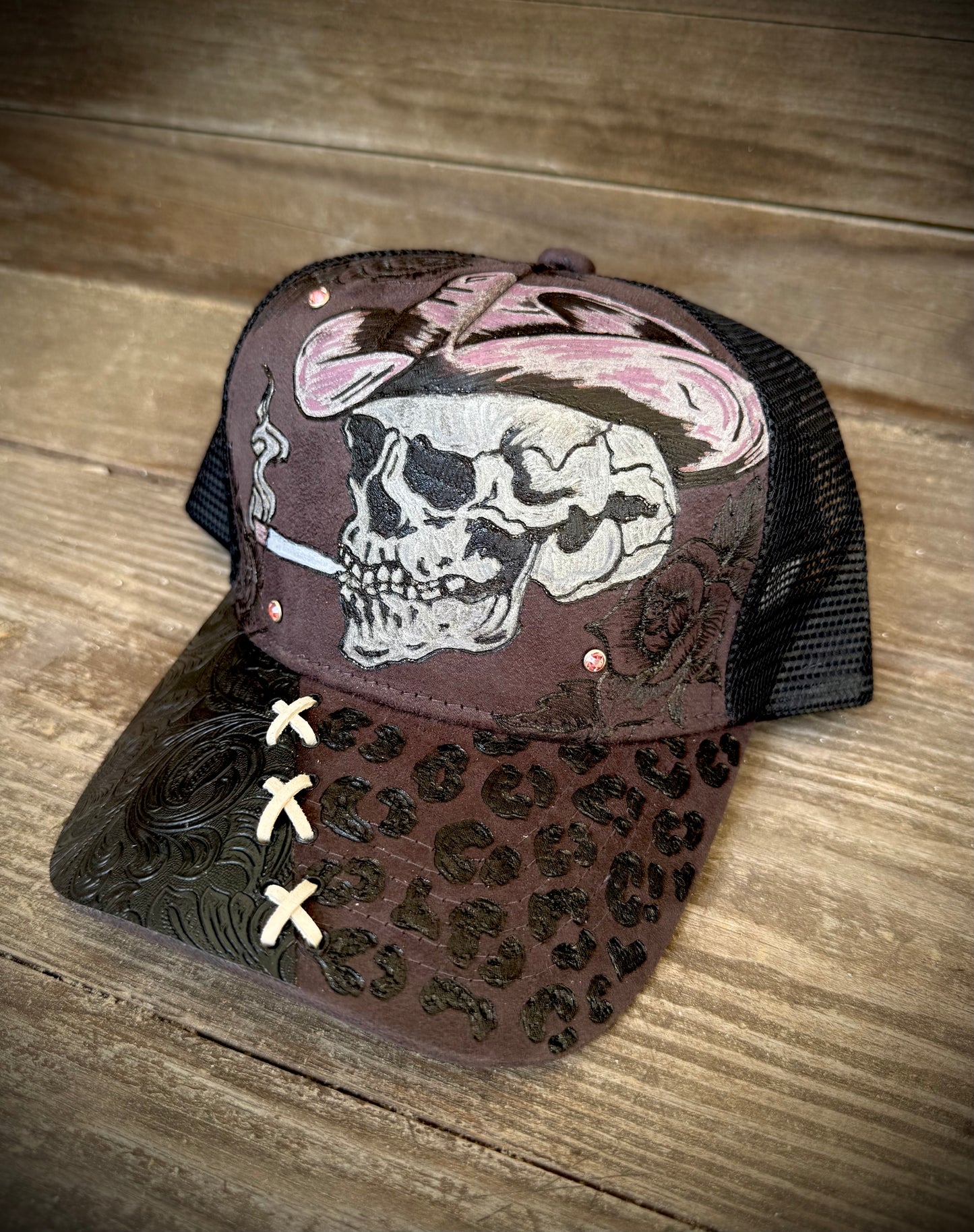 Cowboy Skull Burned Hat