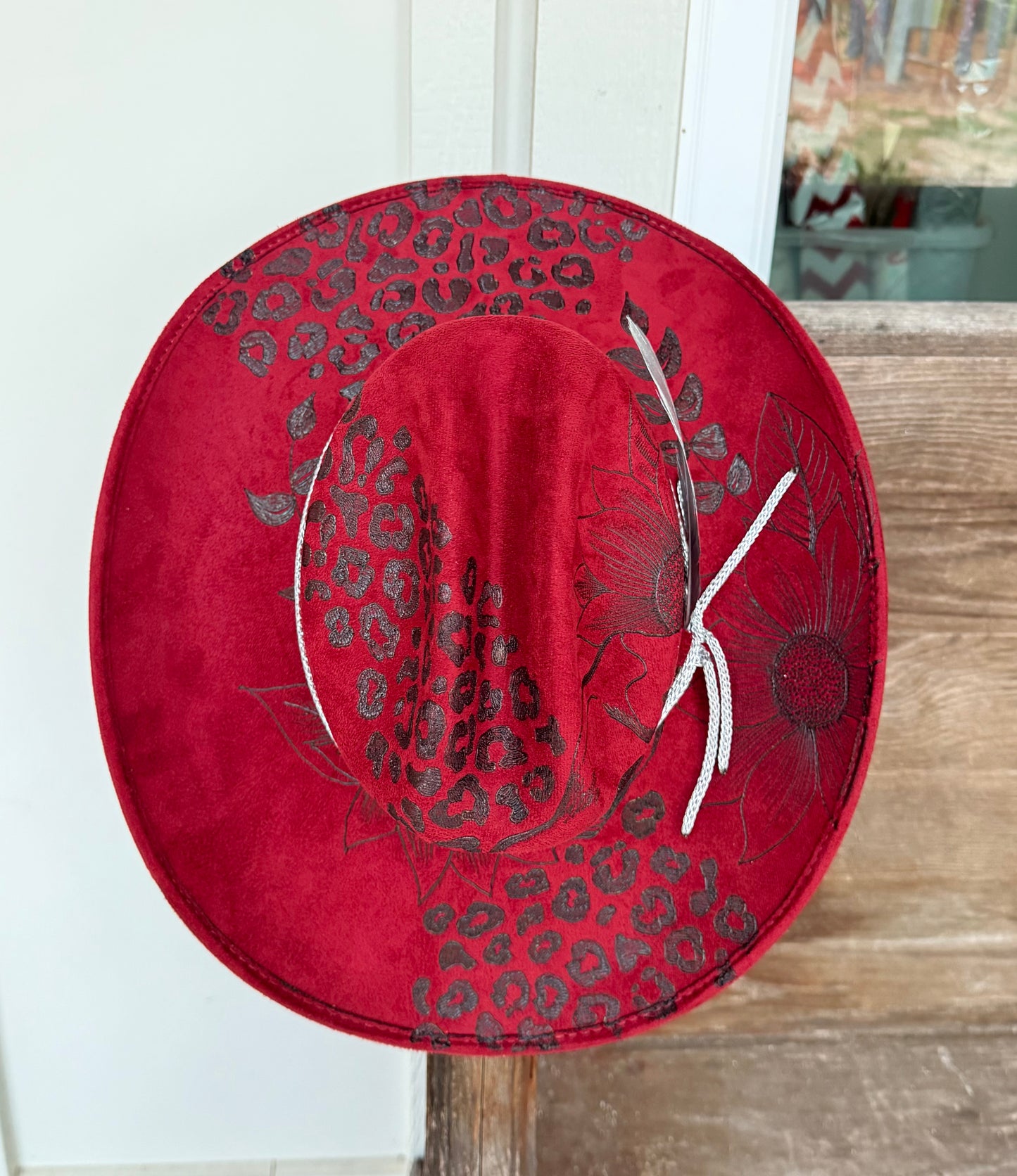 Hand Burned Suede Custom Skull MEDIUM Cowgirl Hat