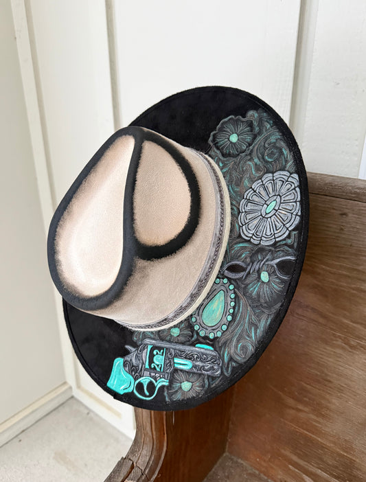 Hand Painted Size MEDIUM Tooled Hat
