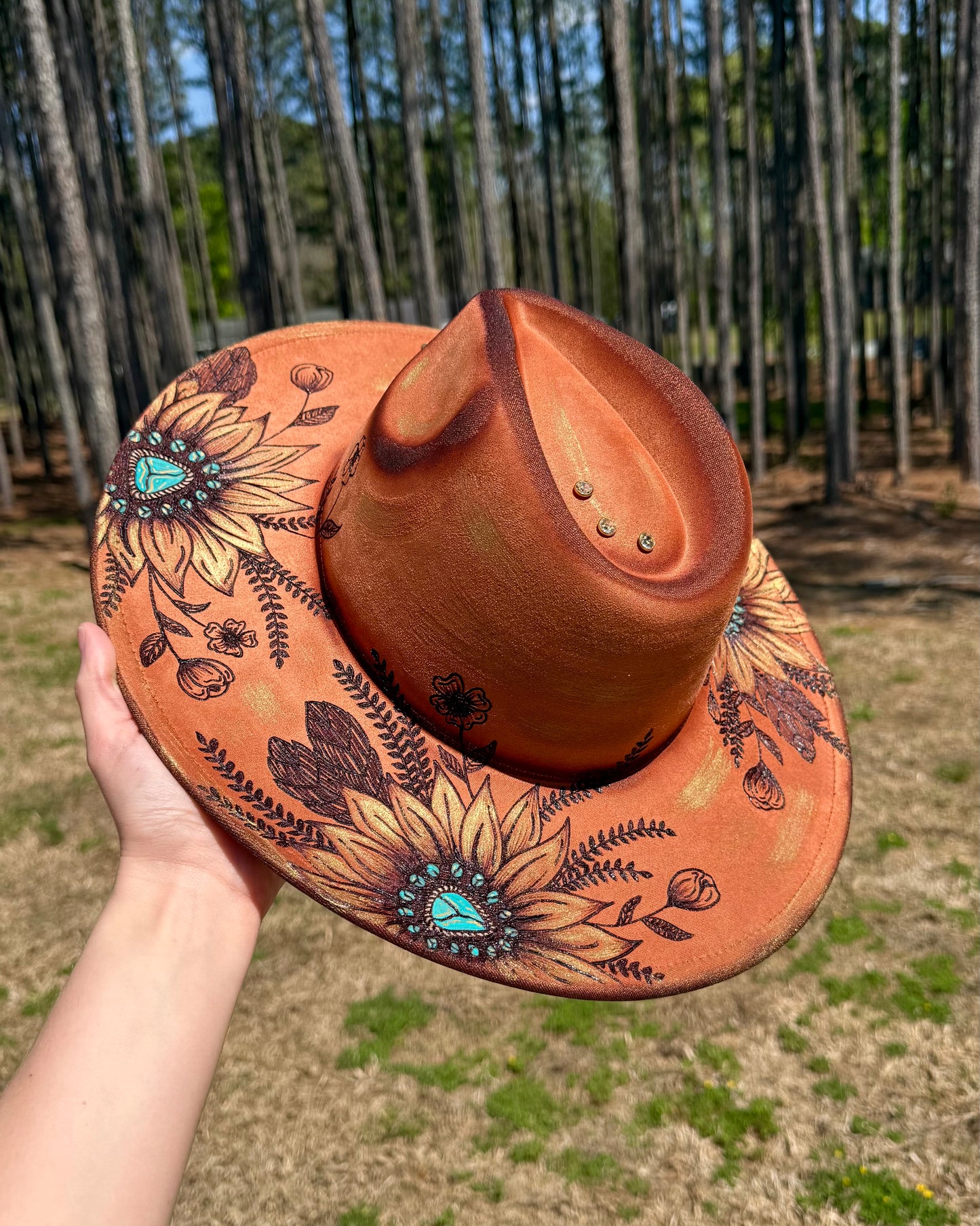 Metallic Gold Sunflower Adjustable Hat