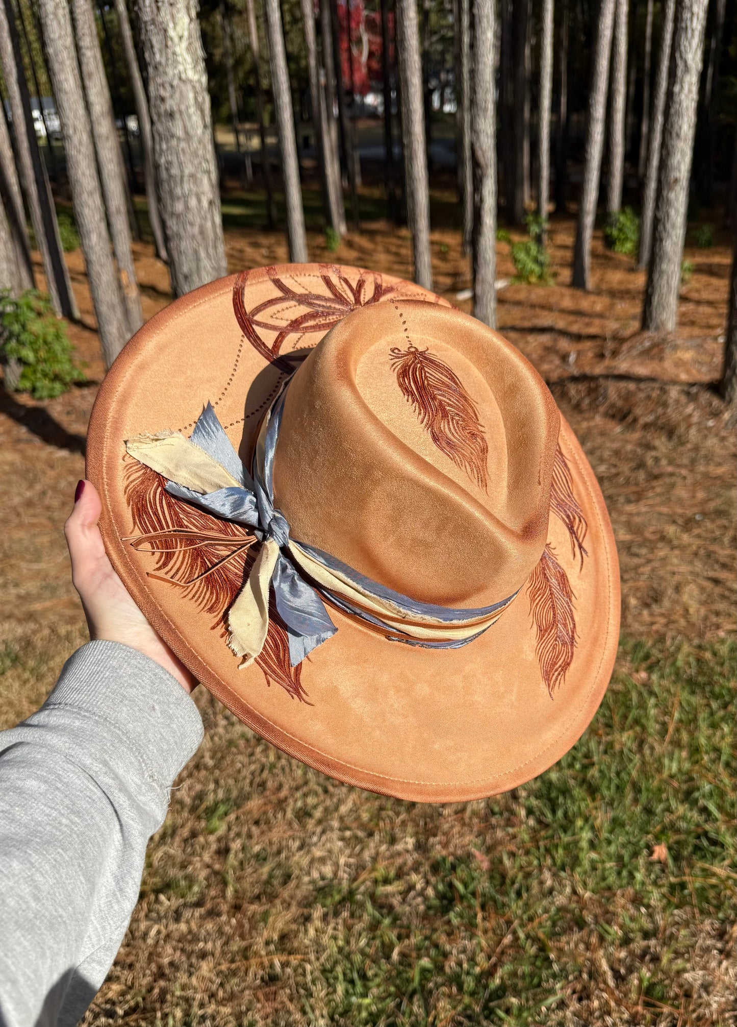 Hand Burned Suede Custom Dreamcatcher Cowgirl Hat