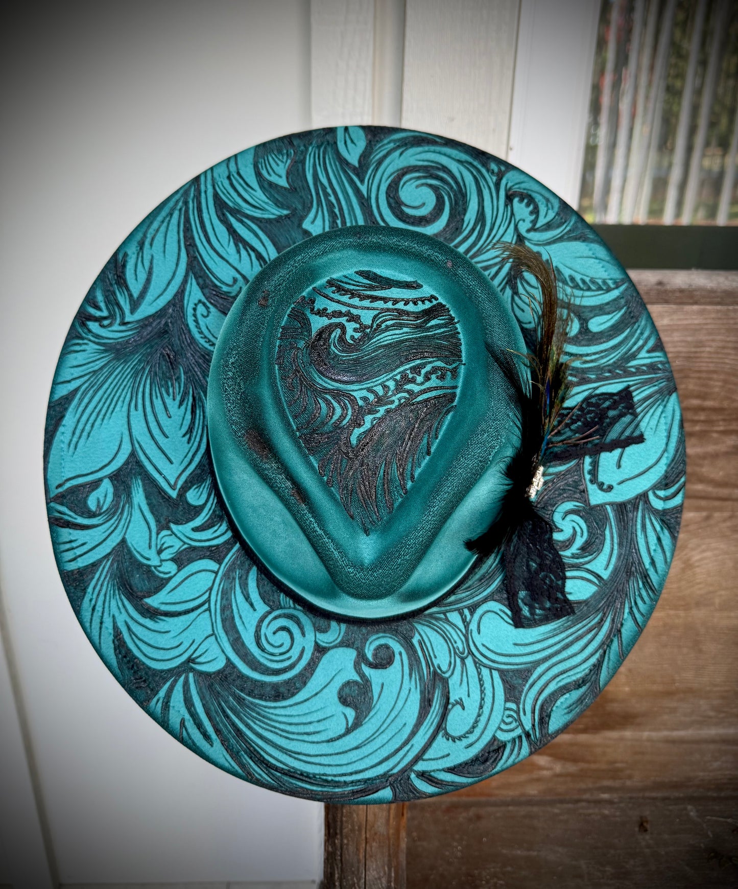 Hand Burned Felt Custom Tooled Cowgirl Hat