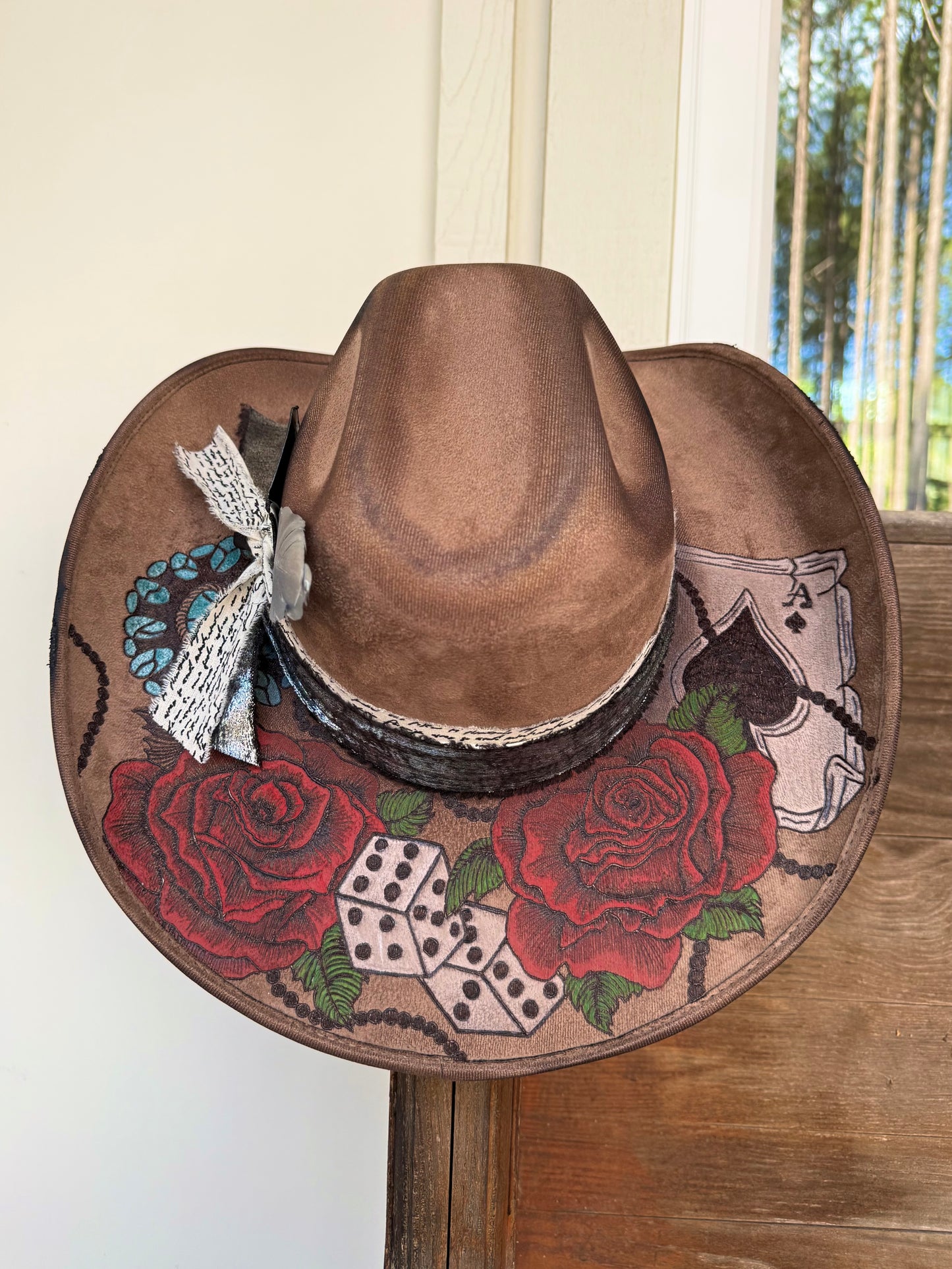 Lucky Rose MEDIUM Burned Hat