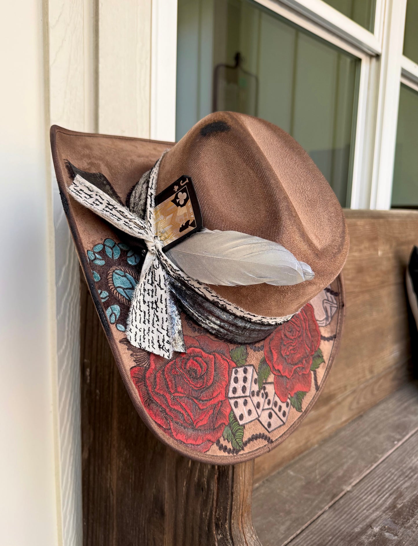 Lucky Rose MEDIUM Burned Hat