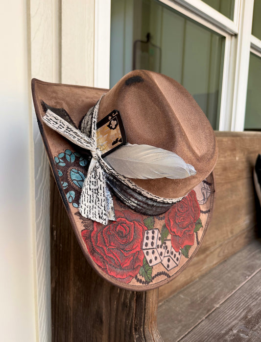 Lucky Rose MEDIUM Burned Hat