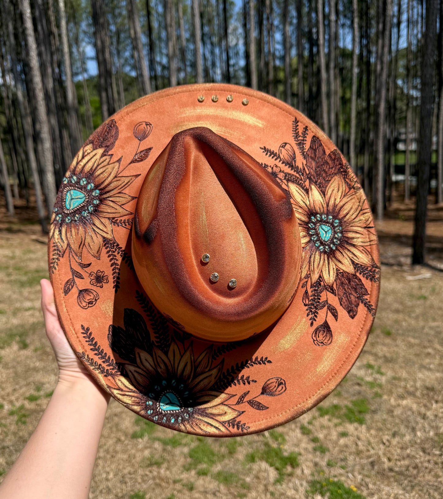 Metallic Gold Sunflower Adjustable Hat
