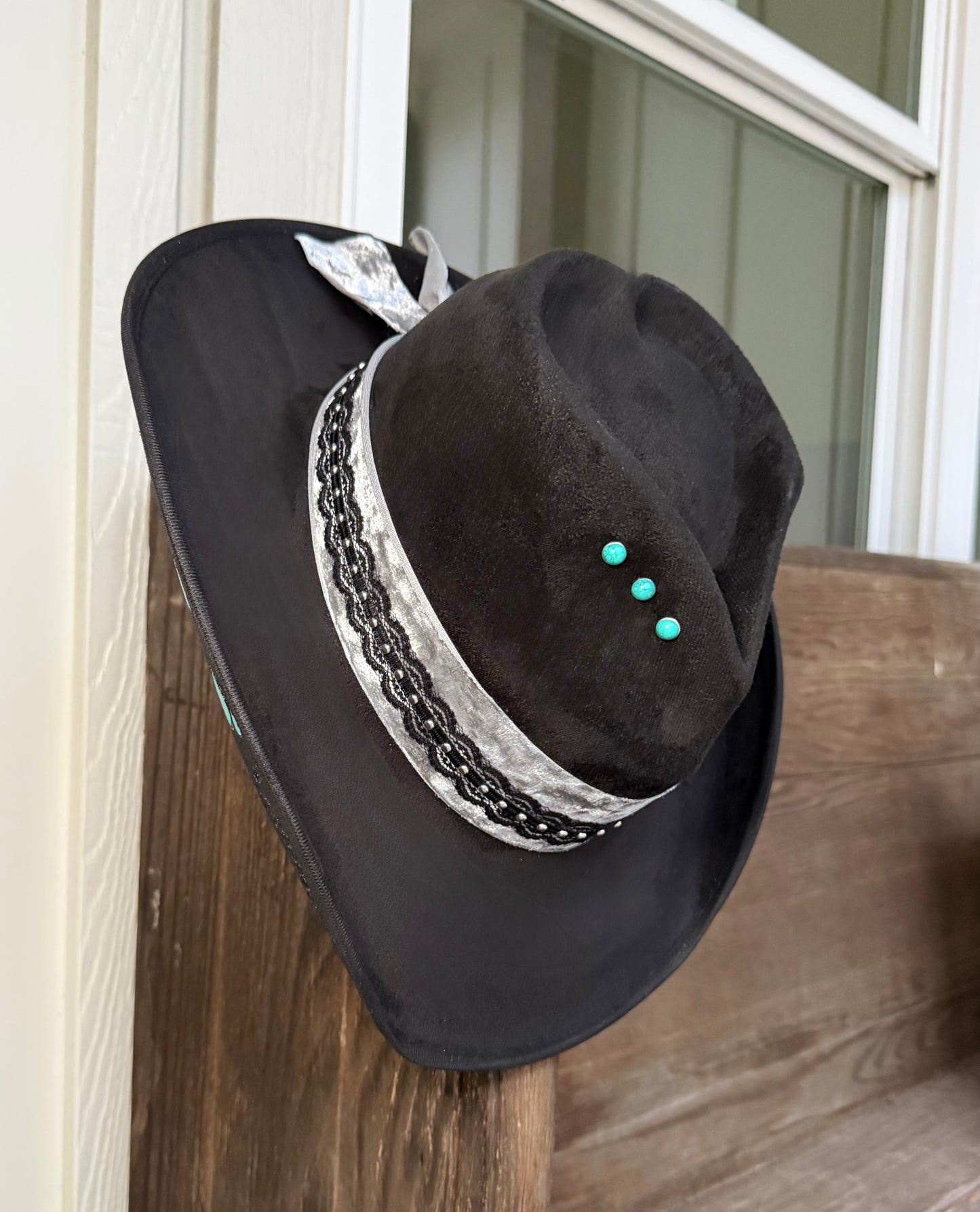 Hand Painted Turquoise Concho MEDIUM Cowgirl Hat