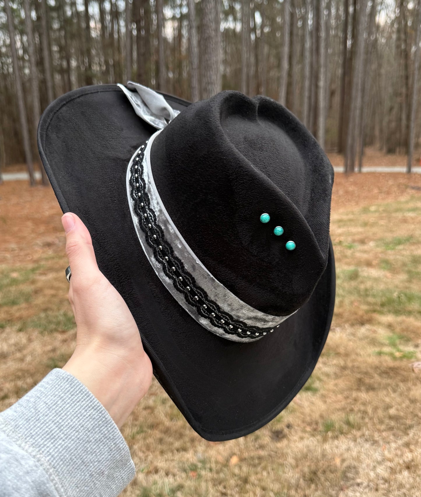 Hand Painted Turquoise Concho MEDIUM Cowgirl Hat