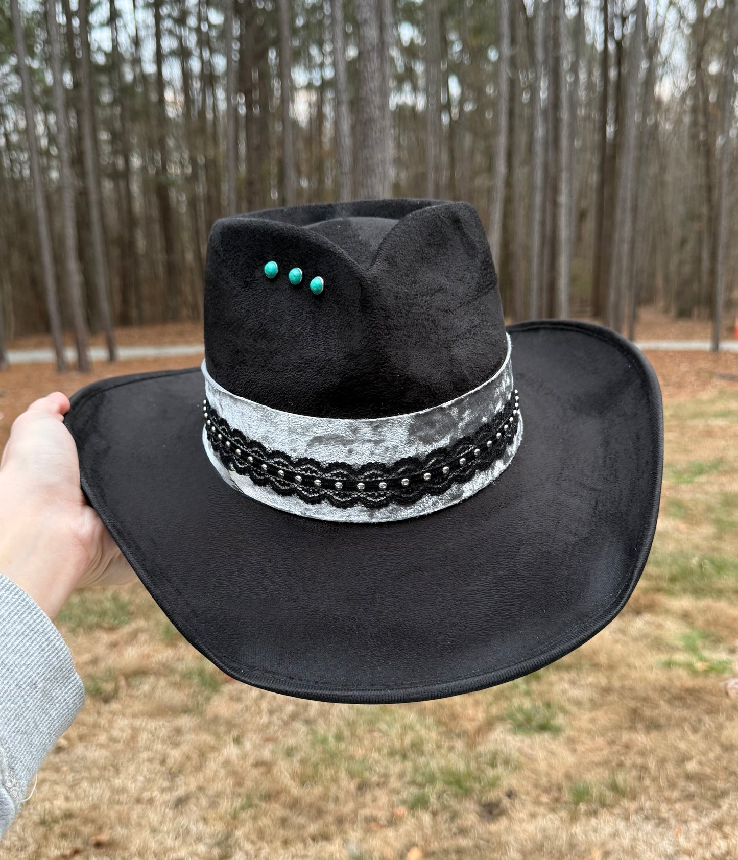 Hand Painted Turquoise Concho MEDIUM Cowgirl Hat