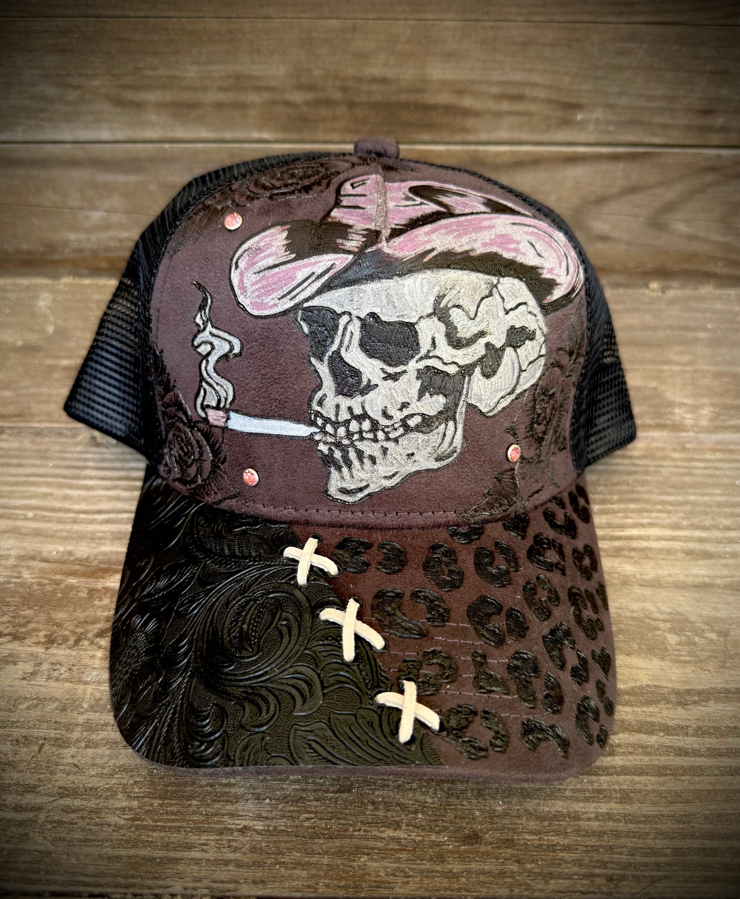 Cowboy Skull Burned Hat