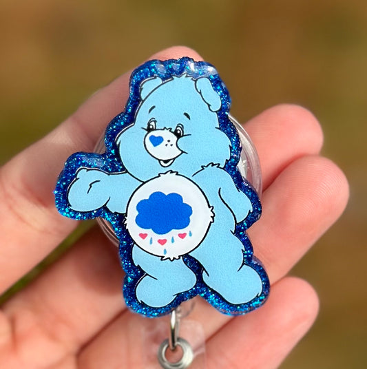 Blue Care Bear Retractable Badge Reel