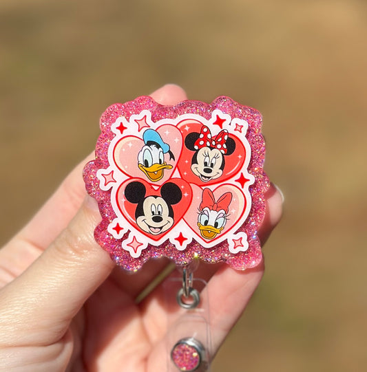 Disney Heart Glitter Retractable Badge Reel