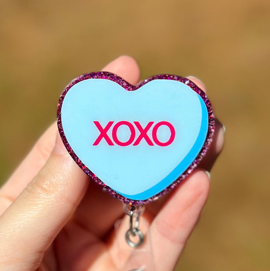 XOXO Glitter Retractable Badge Reel