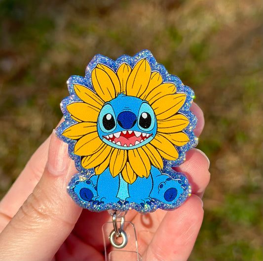 Sunflower Stitch Retractable Badge Reel