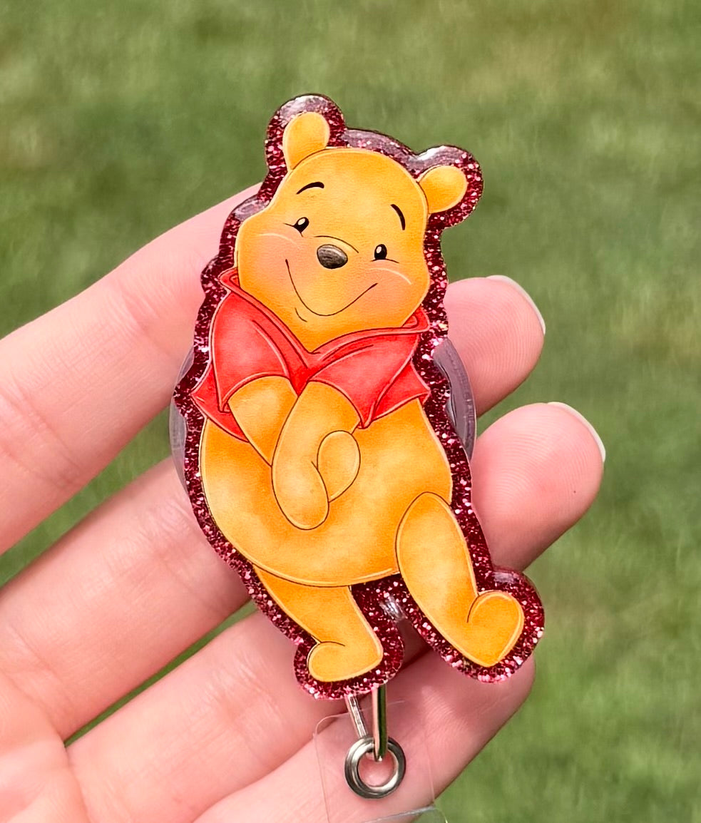 Pooh Bear Smiley Retractable Badge Reel