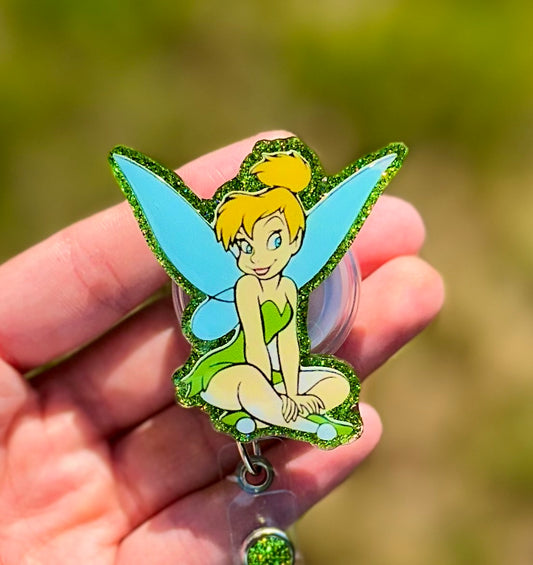 Tinkerbell Glitter Retractable Badge Reel