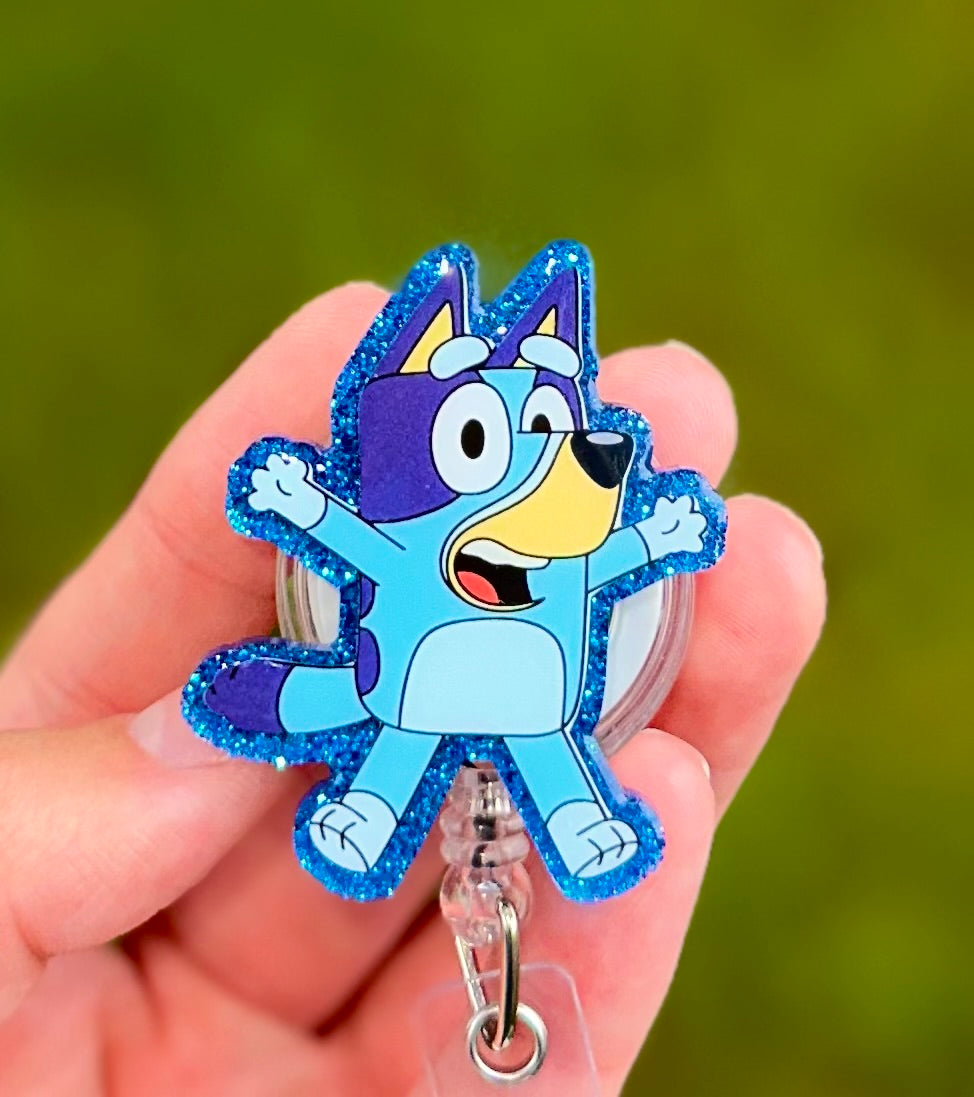 Bluey Glitter Retractable Badge Reel