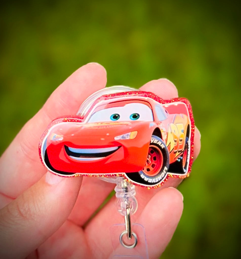 Lightning McQueen Retractable Badge Reel