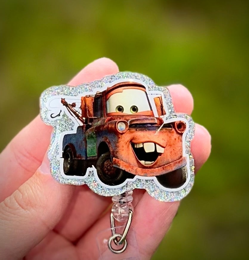 Tow Mater Glitter Retractable Badge Reel