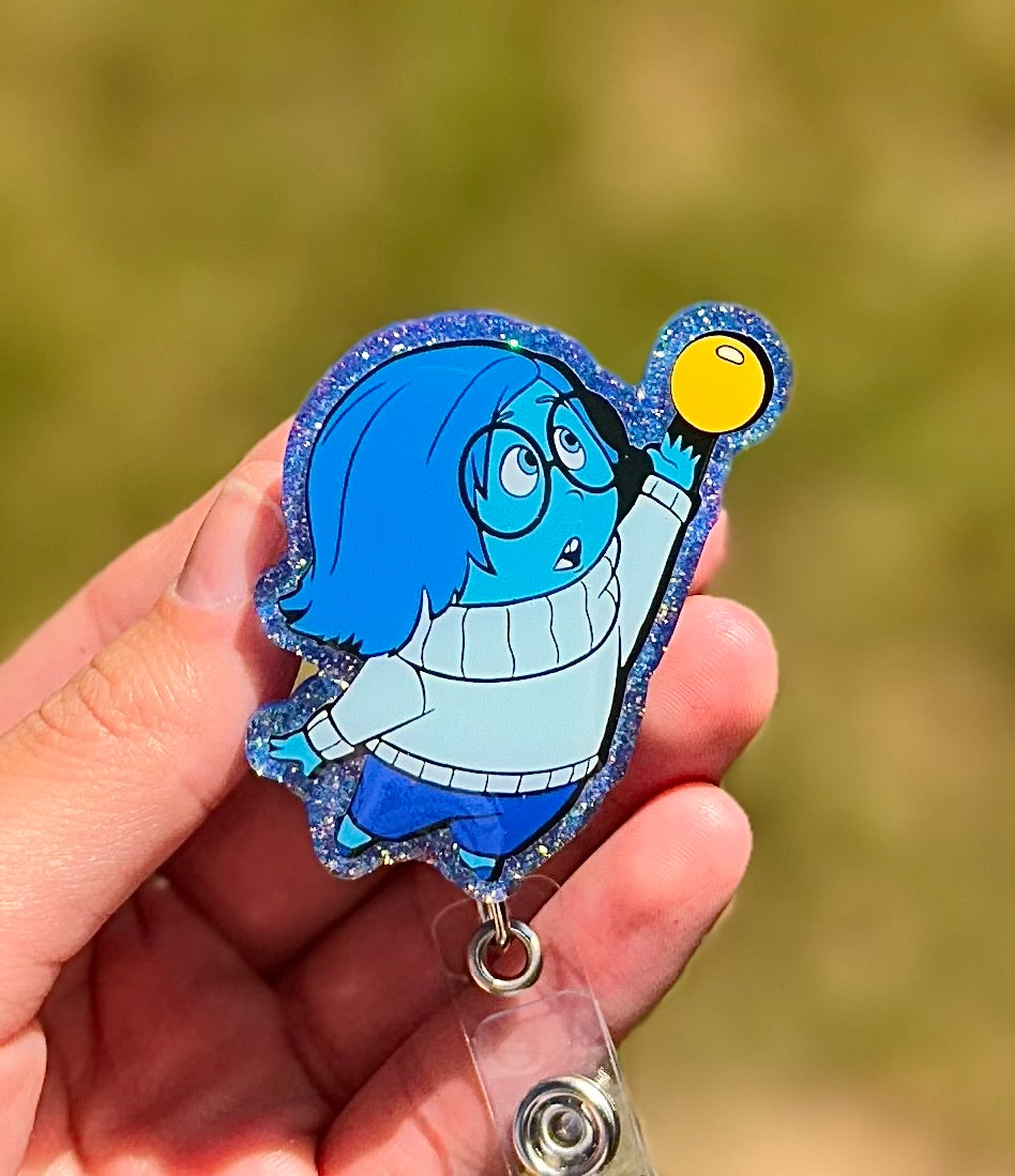 Sadness Inside Out Retractable Badge Reel