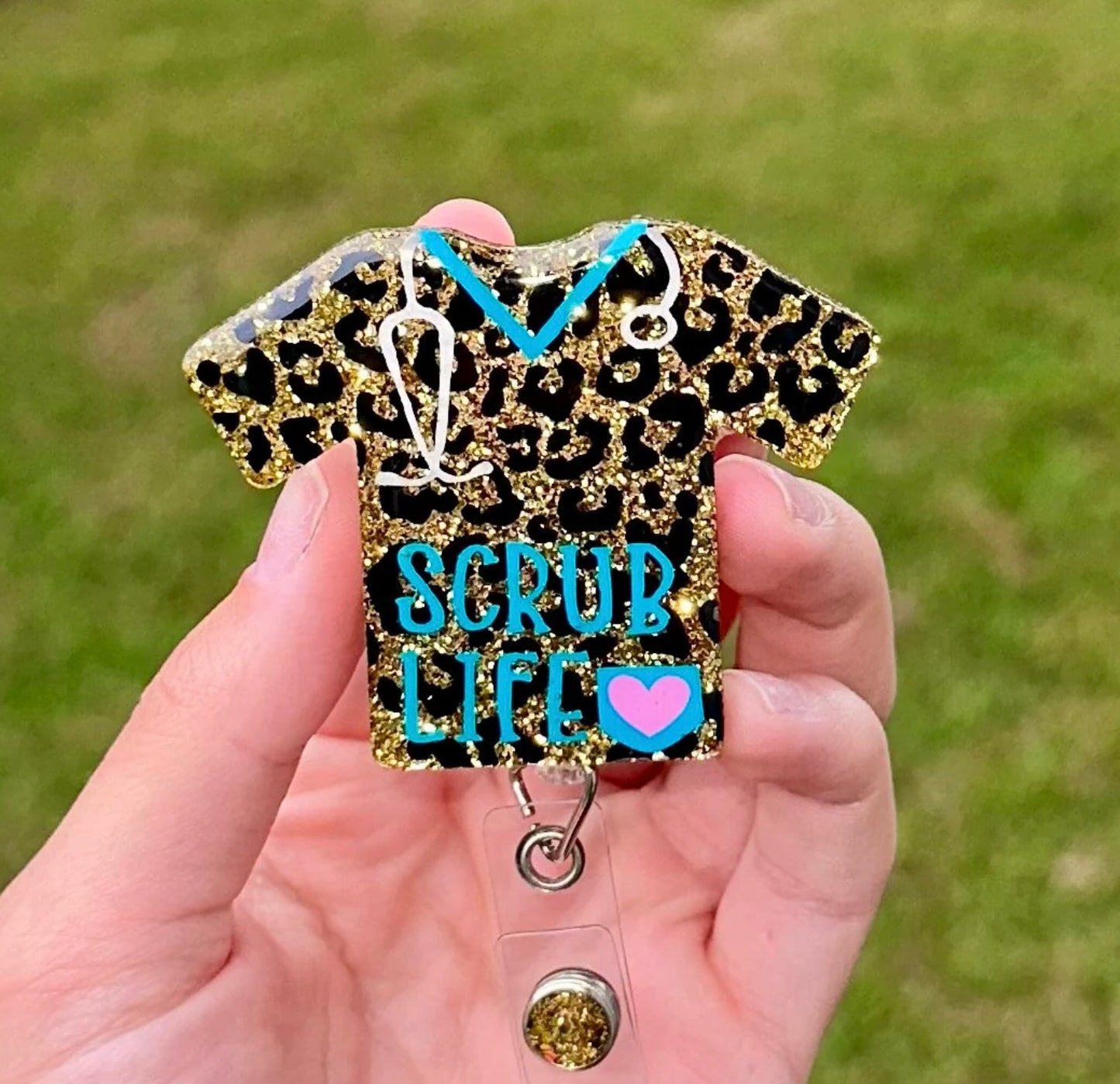 Leopard Scrub Life Retractable Badge Reel