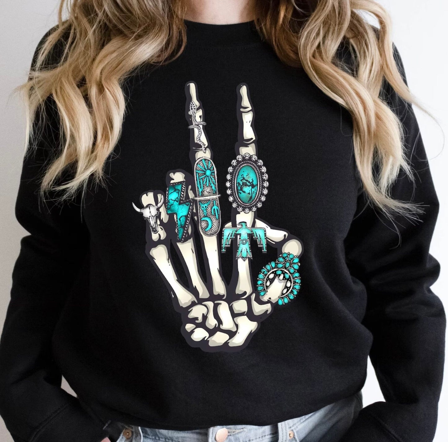 Conch Ring Skeleton Hand Crewneck *(PRE-ORDER)*